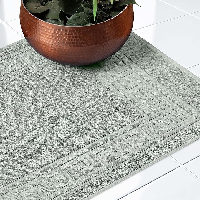Superior Heavyweight Cotton Bath Mats, Bath Rugs For Bathroom Accessories, Washable Rug For Shower, Bath, Toilet, Modern Decor, No Backing, Luxury Hotel And Spa Quality, Set of 2, 22" x 35", Sage