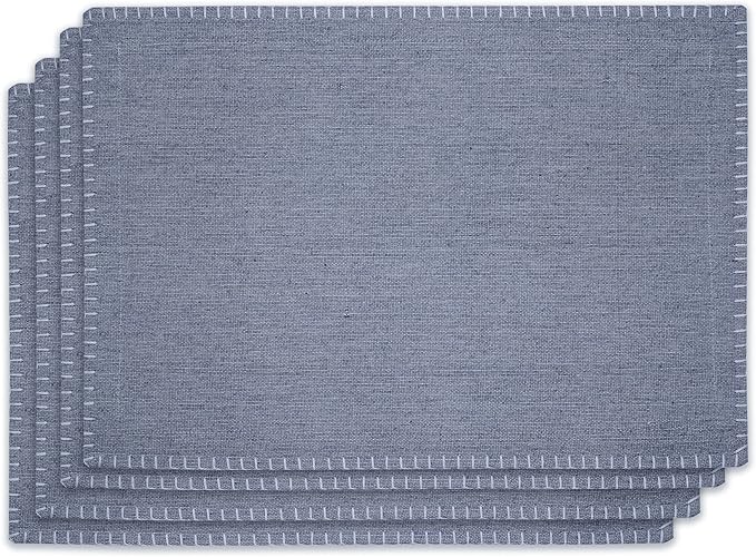 Cloths Chambray Placemats for Dining Table Set of 4, Heat Resistant Washable 100% Cotton Table Mats, Modern Place Mats for Dining Table Decor, 13" x 19", Blue