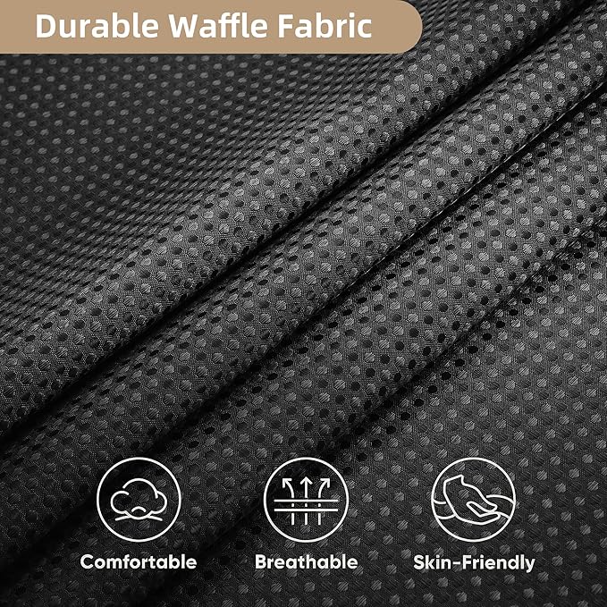 Lameirose Shower Curtain and Liner Set, 3 in 1 Waffle Shower Curtain Set with 12 Double Sided Shower Curtain Hooks, Fabric Shower Curtains for Bathroom, Black, 72 x 72