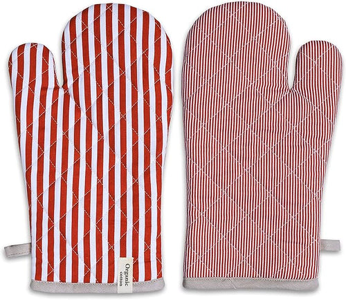 AMOUR INFINI Cotton Oven Mitts Set of 1 with Hanging Loop Non-Slip, Heat Resistant, Reusable Oven Mitt for Baking Cooking Kitchen Easter Oven Gloves (Rust)
