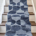 Well Woven Custom Size Hallway & Stair Runner- Harlow Harmony Blue 27 Inches Wide x 18 Feet Long Runner (27" x 18') Runner Rug - Modern Geometric Pattern, Ultra-Soft, Easy-Clean