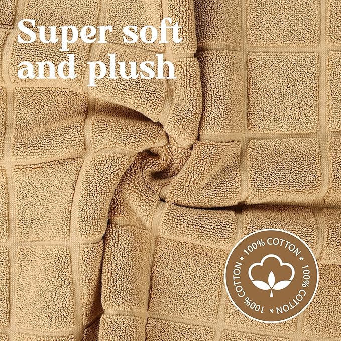 Superior 100% Cotton Bathmat Set, Bath Mats, Bathroom Decor, Shower, Bathtub Essentials, Home Accessories, Small Washable Rug, No Backing, Heavyweight, Nora Collection, Set of 2, 22" x 35", Latte