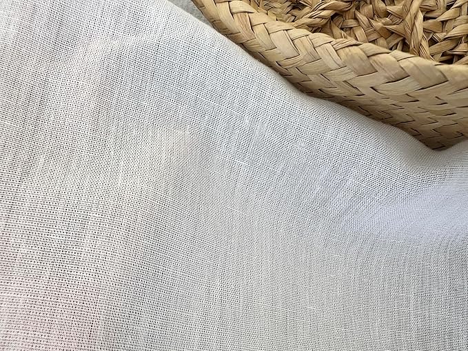 Linen Rayon Blend Fabric by The Linen Lab – Lightweight, Soft, Pre-Washed Material for Sewing, Clothing, Crafts & DIY (3 Yard pre Cut, White - Flat Gauze)