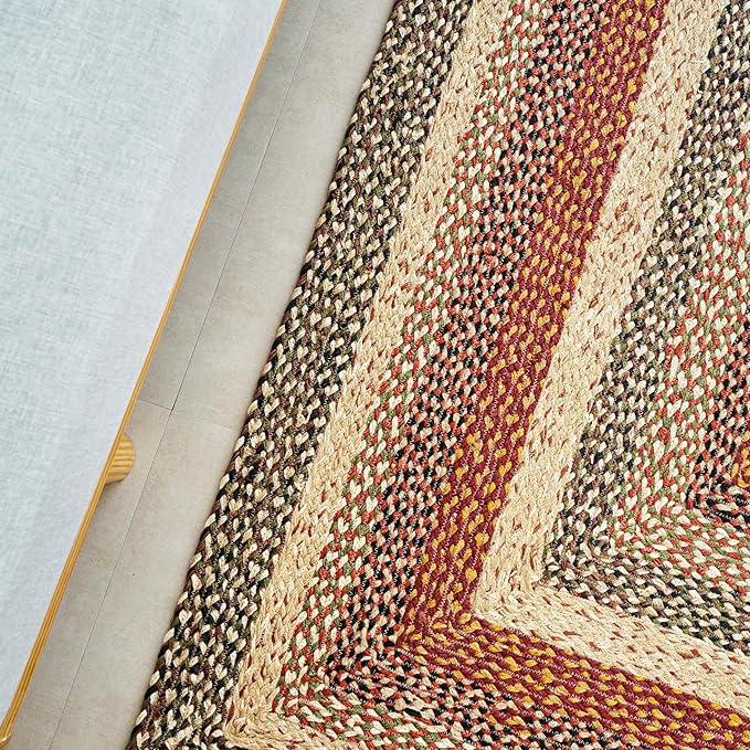 Traditional Jute Braided Runner Rug, Rustic Primitive Country Décor for Kitchen, Entryway, Hallway, Harvest, 2'6"X6'