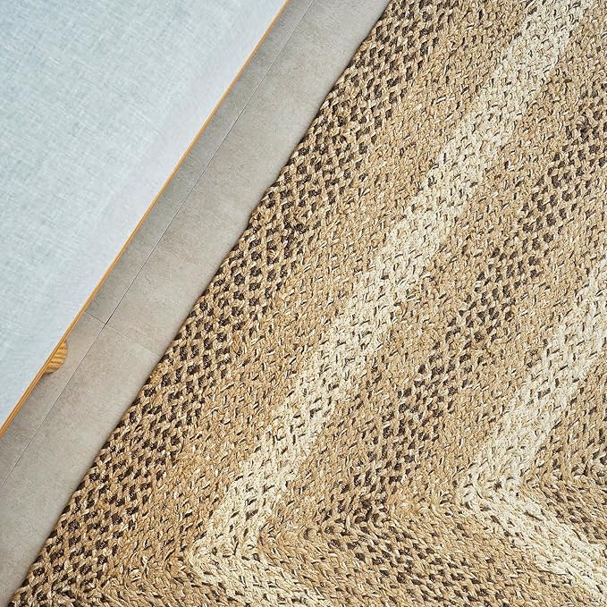 Traditional Jute Braided Runner Rug, Rustic Primitive Country Décor for Kitchen, Entryway, Hallway, Coastal Beige, 2'6"X14'