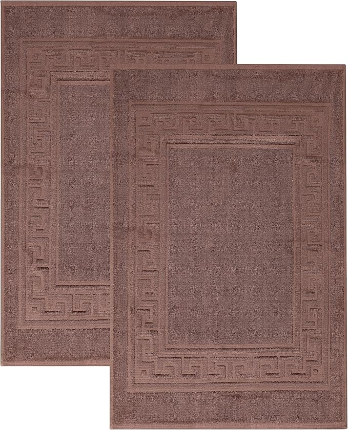 Superior Heavyweight Cotton Bath Mats, Bath Rugs For Bathroom Accessories, Washable Rug For Shower, Bath, Toilet, Modern Decor, No Backing, Luxury Hotel And Spa Quality, Set of 2, 22" x 35", Mocha