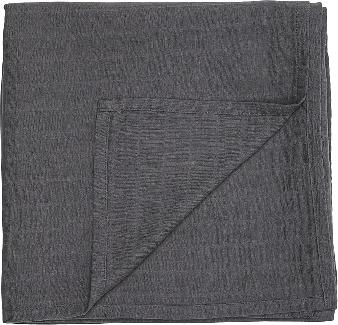 Huxie Swaddle - 100% Organic Cotton - Muslin Swaddle Blankets for Newborn, 47" x 47" (Soft Grey)