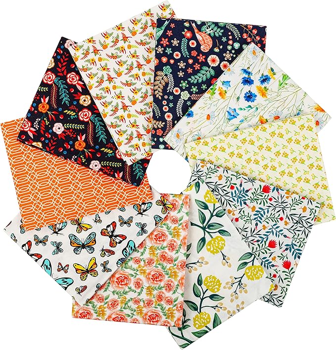 Craftido -25 Options- 100% Cotton Quilting Fabric Bundles 10pcs Fat Quarters 18”x21”-Medium Weight 5.2 oz- Soft Cotton for Quilting, Sewing Project, Patchwork, DIY Crafts – Secret Garden