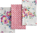 Maison d' Hermine Kitchen Towels Set of 3 100% Cotton 27.50" x 20" Reusable Cloth Tea Dish Towels Absorbent with Hanging Loop for Kitchen, Home, Dining, Cocktail Parties Spring/Summer (Rose Garden)