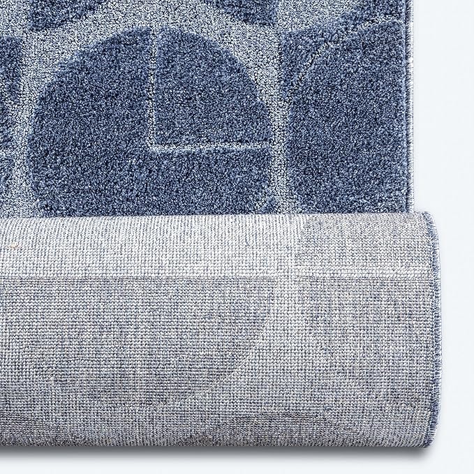 Well Woven Custom Size Hallway & Stair Runner- Harlow Harmony Blue 27 Inches Wide x 35 Feet Long Runner (27" x 35') Runner Rug - Modern Geometric Pattern, Ultra-Soft, Easy-Clean