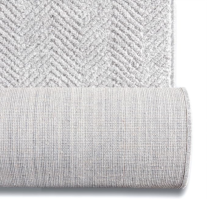 Well Woven Custom Size Hallway & Stair Runner- Harlow Pompeii Light Grey 31 Inches Wide x 23 Feet Long Runner (31" x 23') Runner Rug - Modern Chevron Pattern, Ultra-Soft, Easy-Clean