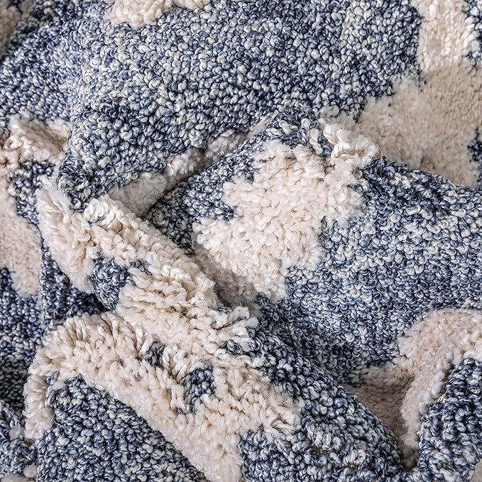 Well Woven Custom Size Hallway Stair Runner - Choose Your Length - Ainsley Blue Diamond Trellis Geometric Tribal - 31 Inches Wide x 45 Feet Long Runner (31" x 45' Runner) Rug
