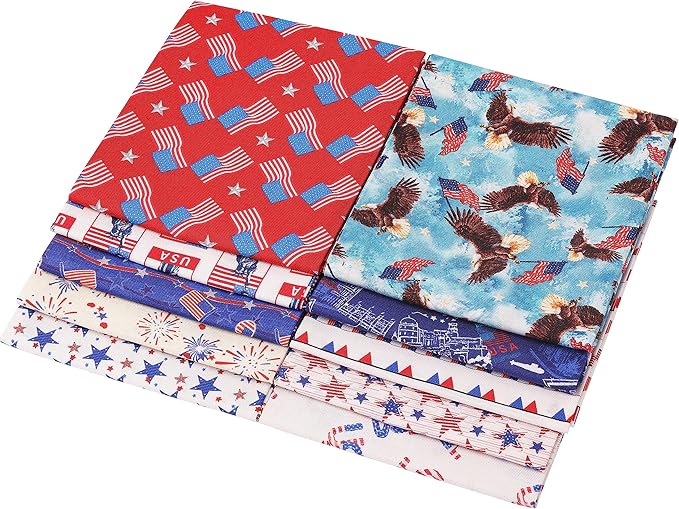 Craftido -25 Options- 100% Cotton Quilting Fabric Bundles 10pcs Fat Quarters 18”x21”-Medium Weight 5.2 oz- Soft Cotton for Quilting, Sewing Project, Patchwork, DIY Crafts – American Style