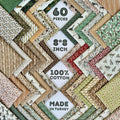 60-Piece Neutral Nature Patchwork Cotton Fabric Squares – 8×8 inch (20×20 cm), 100% Cotton 140 GSM, Pre-Cut Quilting Fabric Bundle, Made in Türkiye
