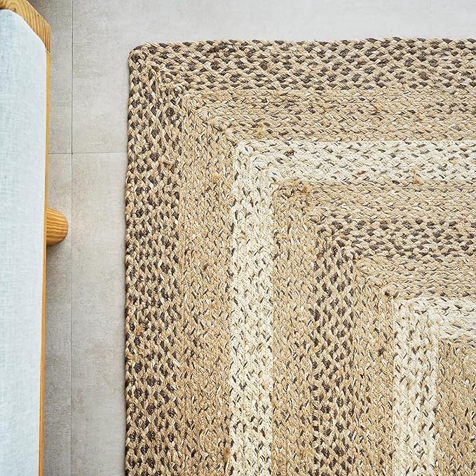 Traditional Jute Braided Runner Rug, Rustic Primitive Country Décor for Kitchen, Entryway, Hallway, Coastal Beige, 2'6"X14'