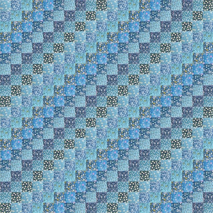 HANPATQUI 50PCS 12 x 12 inch Blue Printed 100% Cotton Fat Quarters Fabric for Sewing and Quilting Bundles Precut Fabric Square for DIY Craft Patchwork