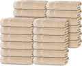 Tens Towels Pack of 24 Washcloths, 12 x 12 Inches, Lighter Weight, Quick to Dry, Super Soft & Absorbent, Gentle Face Towels, Hotel Quality, Perfect for Bathroom, Gym, Spa (Beige, 24 Pack)