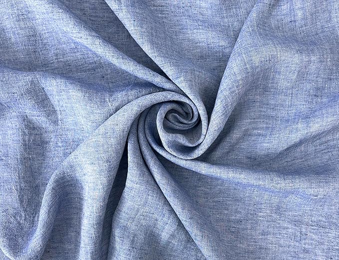 100% Linen Fabric – Yarn Dyed Chambray, Pre-Washed, Lightweight Crisp & Cool Handfeel, 52–54" Wide – The Linen Lab (Dusky Blue 6925, 3y)