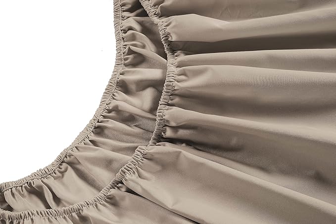 LANE LINEN Full Size Sheets Set – 450 Thread Count Soft & Breathable Cotton Sheets, 15” Deep Pocket Fully Elasticized Fitted Sheet, Machine Washable Hotel Bedding Sheets & Pillowcases, Taupe