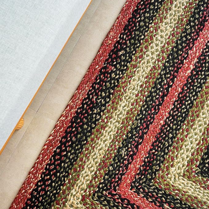 Traditional Jute Braided Runner Rug, Rustic Primitive Country Décor for Kitchen, Entryway, Hallway, Heritage, 2'X8'