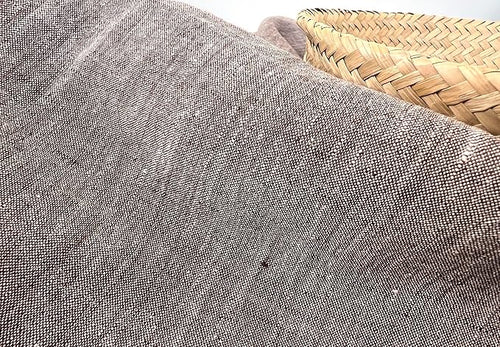 100% Linen Fabric – Yarn Dyed Chambray, Pre-Washed, Lightweight Crisp & Cool Handfeel, 52–54" Wide – The Linen Lab (Brown 4825, 1y)