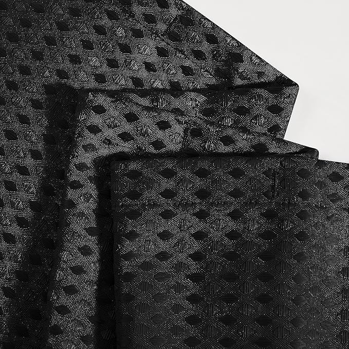 Indecor Home Luxury Dobby Weave Shower Curtain Elegant Hotel Style Fabric for Bathroom, Water Repellent, Machine Washable Black Dobby