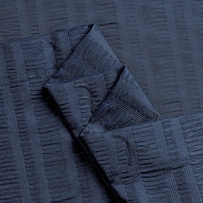Aiyufeng Moga Navy Blue Fabric Shower Curtains for Bathroom - Blue Hotel Spa Polyester Cloth Bath Curtain with 12 Holes, 72x72, Machine Washable, Navy Blue