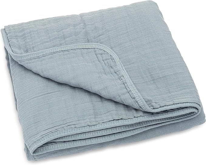 Parker Baby Muslin Blanket | 100% Soft Cotton Toddler Quilt & Baby Muslin Swaddle | Gender Neutral Design 47" x 47" Blanket