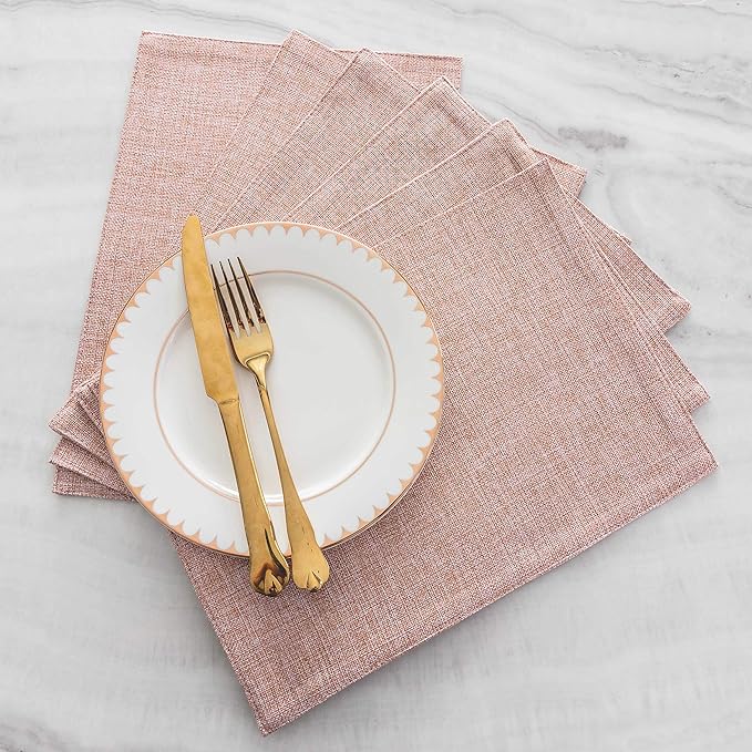 Home Brilliant Valentines Placemats Set of 4 Heat Resistant Dining Table Place Mats for Kitchen Table Party Dinner Decorations, 13 x 19 inches, Apricot Pink
