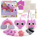 CRAFTILOO 3Pcs of Embroidery Punch Needle kit for Kids Mini Pillows Googly Heart Owl Rainbow Needlepoint Craft Embroidery Pen Needle Punch Kit Art Punch Needle Yarn