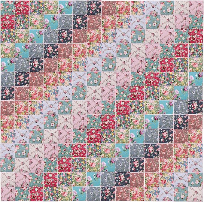 Hanjunzhao 42Pcs 10" Layer Cake Fabric - Vintage Floral Print Cotton Fabric Squares 10x10, Layer Cakes 10 inch Squares for Quilting, Sewing, Quilts, and Crafts - Retro Floral