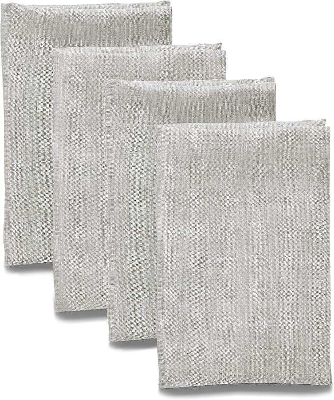 Solino Home Linen Cloth Napkins Set of 4-100% Pure Linen Oyster Grey Dinner Napkins 20 x 20 Inch for Spring, Easter - Athena, Handcrafted and Machine Washable