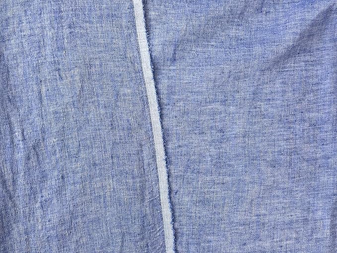 100% Linen Fabric – Yarn Dyed Chambray, Pre-Washed, Lightweight Crisp & Cool Handfeel, 52–54" Wide – The Linen Lab (Dusky Blue 6925, 3y)