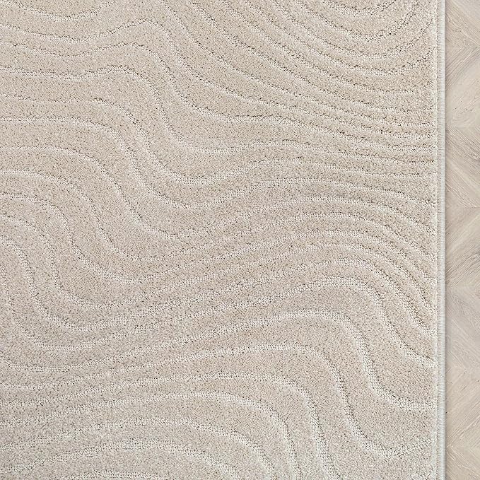 Well Woven Custom Size Hallway Stair Runner - Choose Your Length - 27 Inches Wide x 30 Feet Long Runner (27" x 30' Runner) Rug - Ivory Sibi Soft Touch, Modern Abstract - Hi-Lo Pile