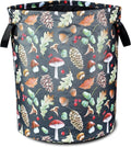 Vintage Mushrooms Laundry Basket Forest Plants Foldable Oxford Cloth Funny Tote Bag Laundry Hamper Clothes Storage Bucket Organizer For Bathroom/Laundry Storage/Bedroom 17.7x13.7 Inch