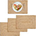 Hausattire Jute Braided Placemats 13x19 Inches Set of 4 Reversible Handwoven Boho Vintage Placemats for Kitchen Dining Tables|BBQ's Thanksgiving Decor Weddings Indoor & Outdoor Parties|Natural