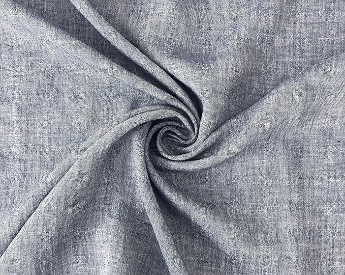 100% Linen Fabric – Yarn Dyed Chambray, Pre-Washed, Lightweight Crisp & Cool Handfeel, 52–54" Wide – The Linen Lab (Chambray Indigo 7110, 3y)