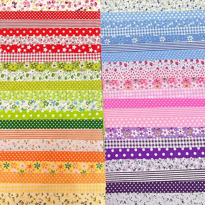 42Pcs 9.8" x 9.8"(25 * 25CM) Cotton Fabric DIY Making Supplies Quilting Patchwork Fabric Fat Quarter Bundles DIY for Quilting Cotton Patchwork Cushions (Pink/Purple, 9.8" x 9.8")