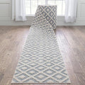 Well Woven Custom Size Runner - Choose Your Length - Ainsley Blue Diamond Trellis Geometric Tribal - 27 Inches Wide x 8 Feet Long Runner (27" x 8' Runner) Rug