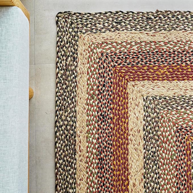 Traditional Jute Braided Runner Rug, Rustic Primitive Country Décor for Kitchen, Entryway, Hallway, Harvest, 2'X16'