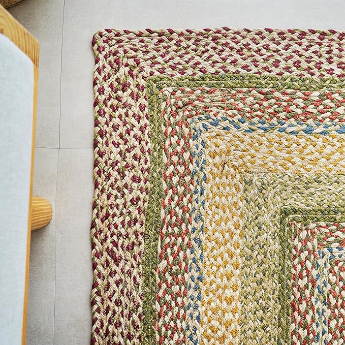 Traditional Jute Braided Rug, Rustic Country Décor for Kitchen, Living Room, Dining Room, Bedroom, Autumn, 5'X8'