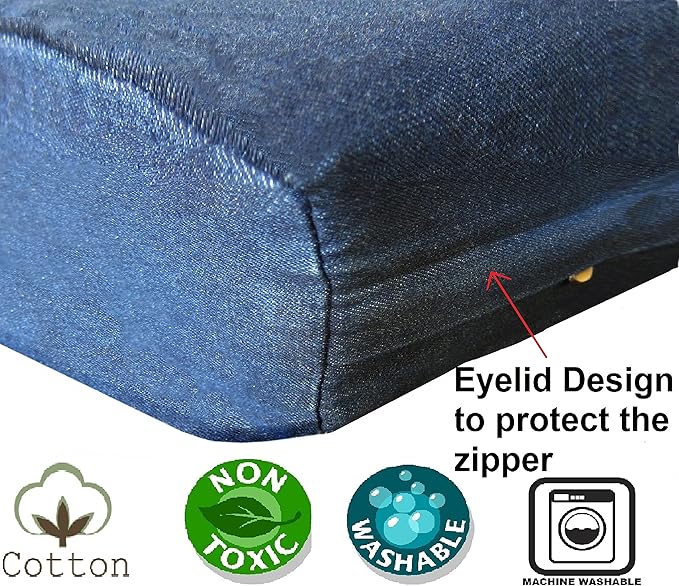 Dogbed4less XXL Orthopedic Extreme Comfort Memory Foam Dog Beds for Large Dog, Internal Waterproof Lining and External Machine Washable Denim Cover, 55X37 Pillow, Blue