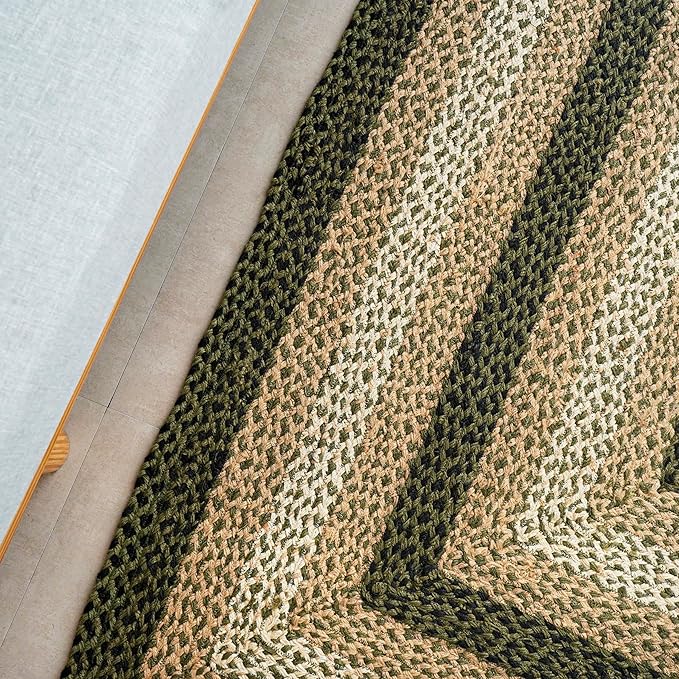 Traditional Jute Braided Rug, Rustic Country Décor for Kitchen, Living Room, Dining Room, Bedroom, Meadow, 3'X5'