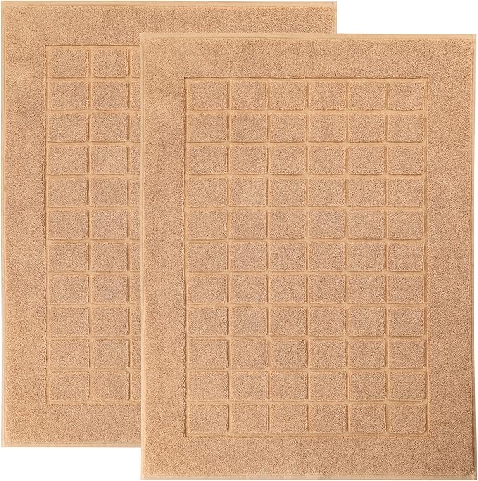 Superior 100% Cotton Bathmat Set, Bath Mats, Bathroom Decor, Shower, Bathtub Essentials, Home Accessories, Small Washable Rug, No Backing, Heavyweight, Nora Collection, Set of 2, 22" x 35", Rust