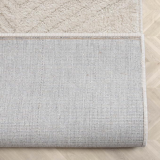 Well Woven Custom Size Hallway Stair Runner - Choose Your Length - 27 Inches Wide x 8 Feet Long Runner (27" x 8' Runner) Rug - Ivory Relajo Soft Touch, Modern Geometric - Hi-Lo Pile