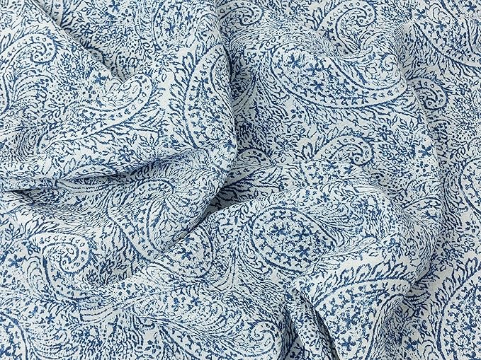 Linen Rayon Blend Fabric by The Linen Lab – Lightweight, Soft, Pre-Washed Material for Sewing, Clothing, Crafts & DIY (1 Yard pre Cut, Paisley Navy with Subtle Wrinkle Effect)