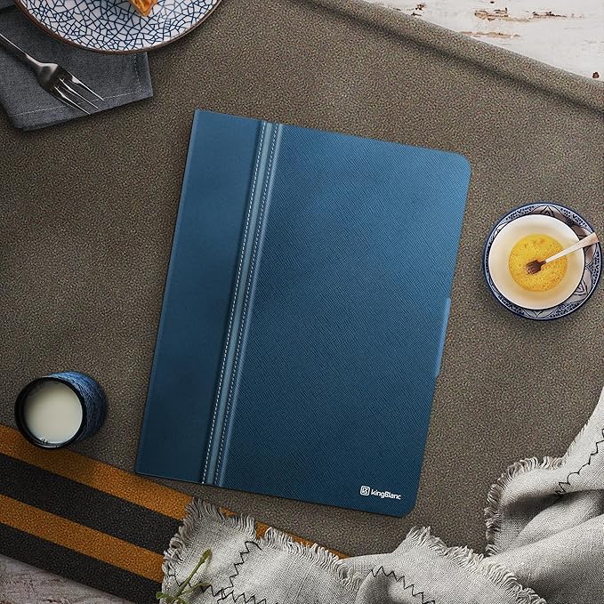 KingBlanc Case for iPad Pro 13-inch (M5 2025, M4 2024) with Built Pencil Holder, PU Leather Smart Stand Cover, Auto Sleep/Wake, Supports Pencil Pro/Pencil (USB-C), Multi-Viewing/Drawing Angles, Blue