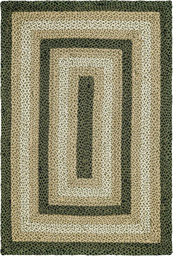 Traditional Jute Braided Rug, Rustic Country Décor for Kitchen, Living Room, Dining Room, Bedroom, Meadow, 3'X5'