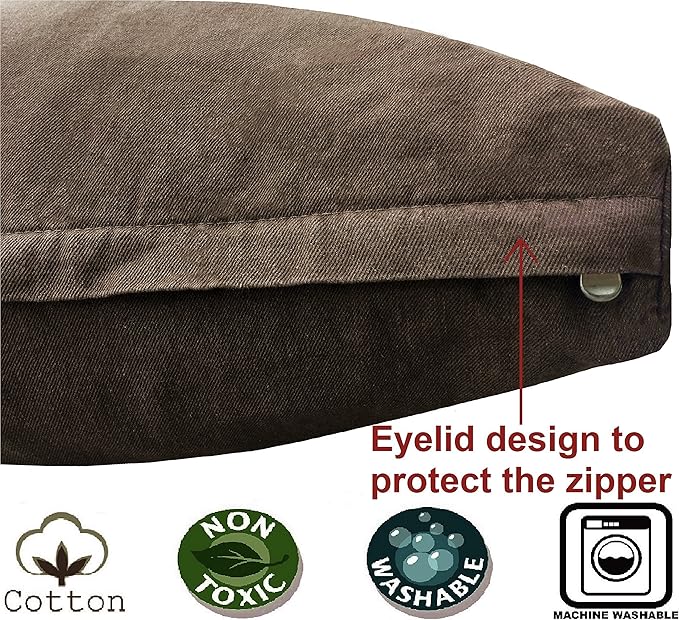 Dogbed4less Extra Large Memory Foam Dog Bed Pillow with Orthopedic Comfort + Waterproof Liner and Durable Pet Bed Denim Cover 47"X29", Brown