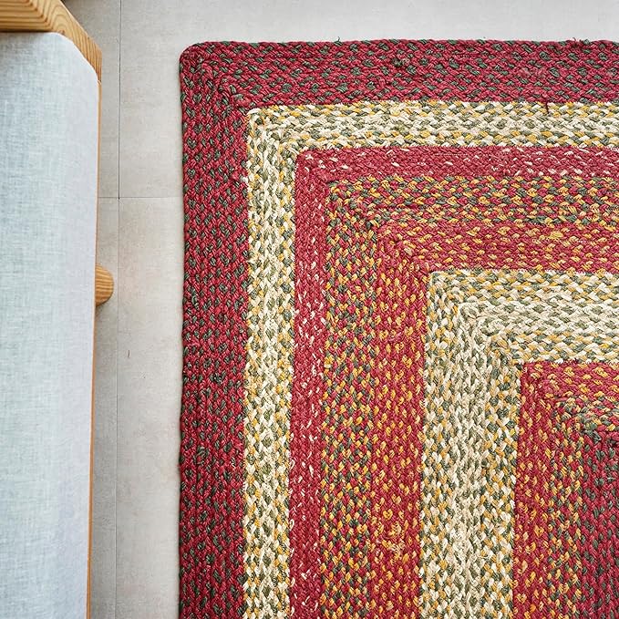 Traditional Jute Braided Rug, Rustic Country Décor for Kitchen, Living Room, Dining Room, Bedroom, Marigold, 11'X14'